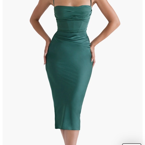 House of CB Teia Satin & Georgette Corset Midi dress. - Picture 1 of 5